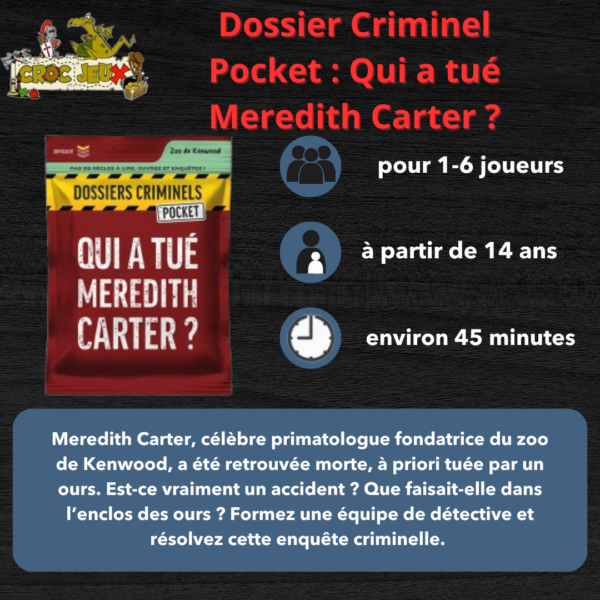 Dossier Criminel Pocket : Qui a tué Meredith Carter ?